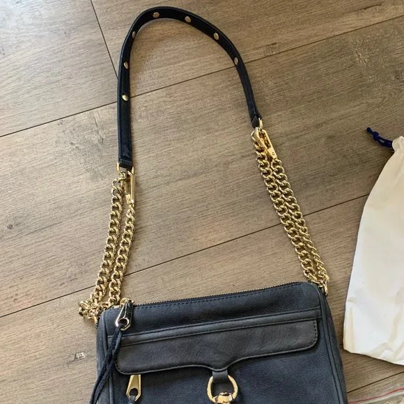 Rebecca Minkoff Mini Mac Blue Suede with Gold Hardware + Dustbag - Picture 3 of 8